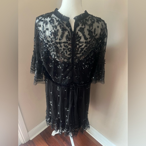 Mac Duggal Illusion Mock Neck Short Sleeve Sequined Dress - Picture 7 of 9